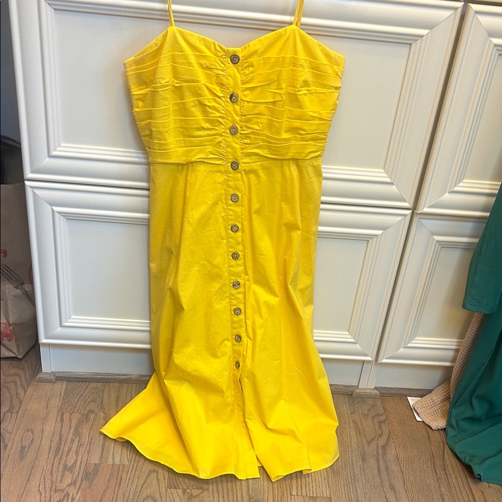 Lulu's Sunny Yellow Button-Down Midi Dress